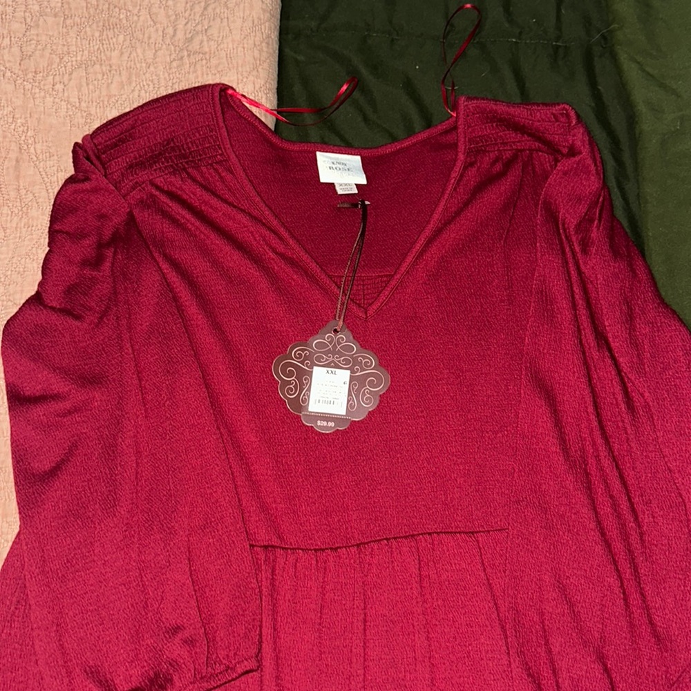 New Knox Rose Maroon V Neck Dress